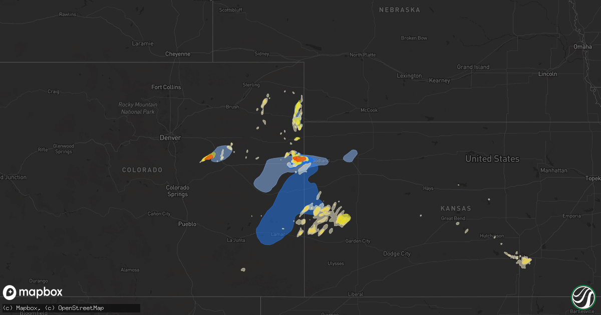 Hail map on August 22, 2024