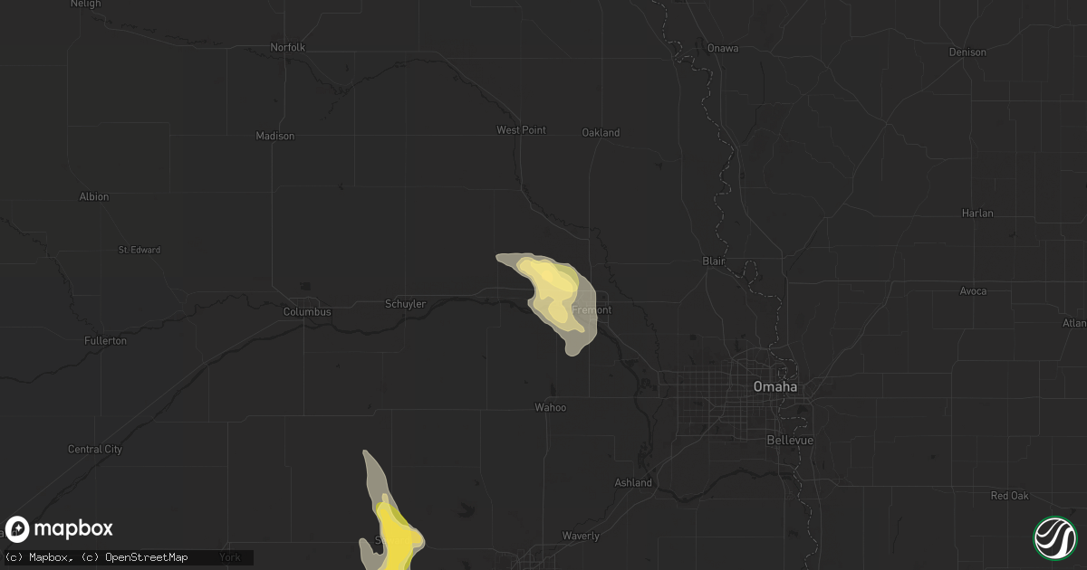 Hail map in Ames, NE on August 22, 2025