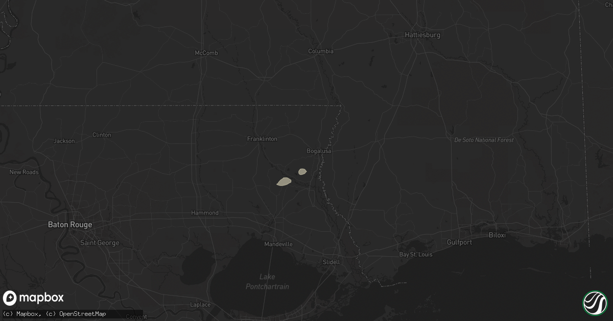Hail map in Bogalusa, LA on August 22, 2025