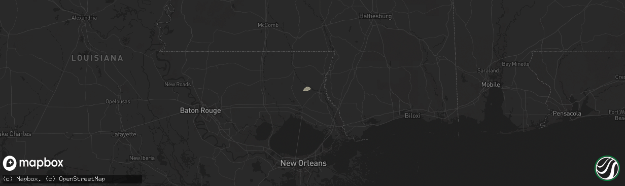 Hail map in Bush, LA on August 22, 2025