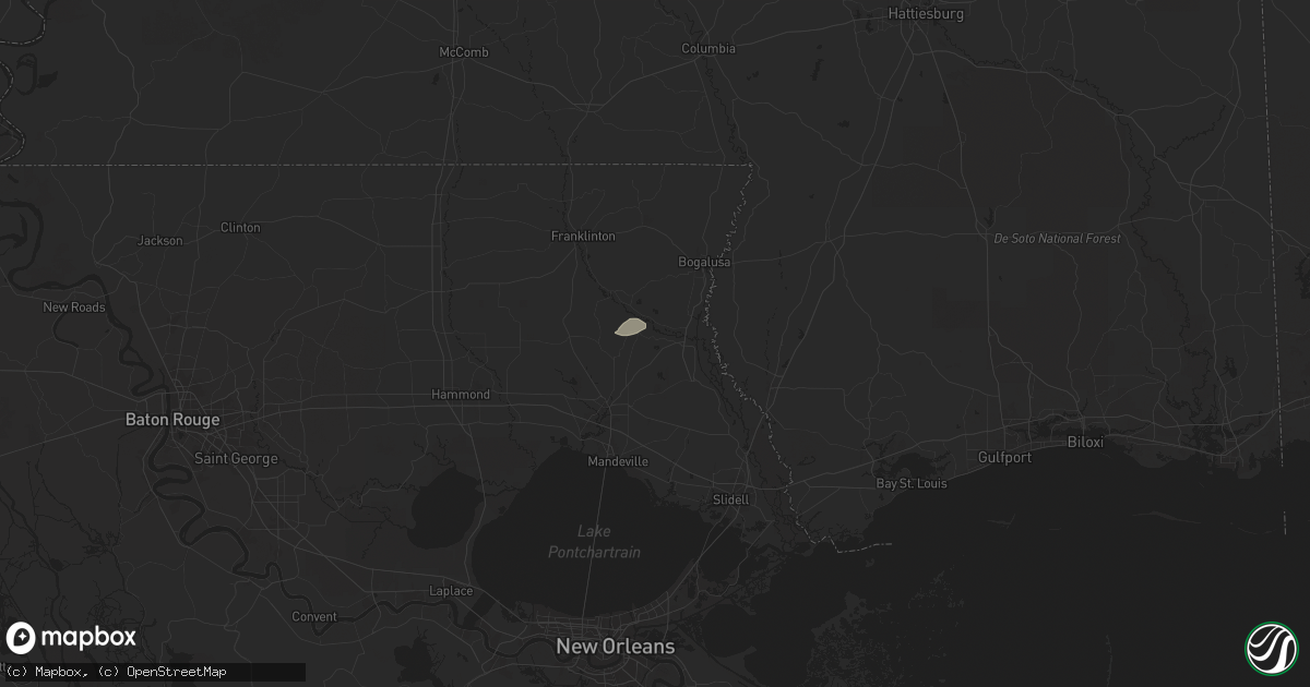 Hail map in Bush, LA on August 22, 2025