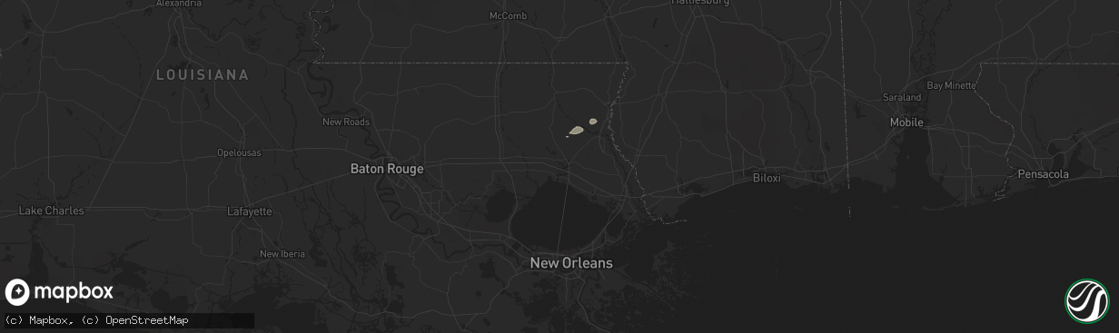 Hail map in Covington, LA on August 22, 2025