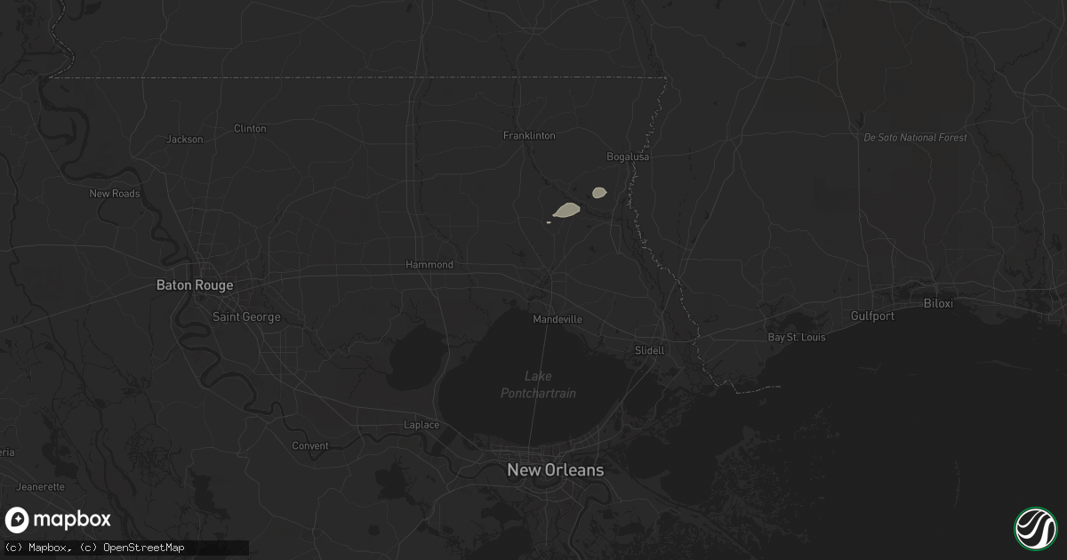Hail map in Covington, LA on August 22, 2025