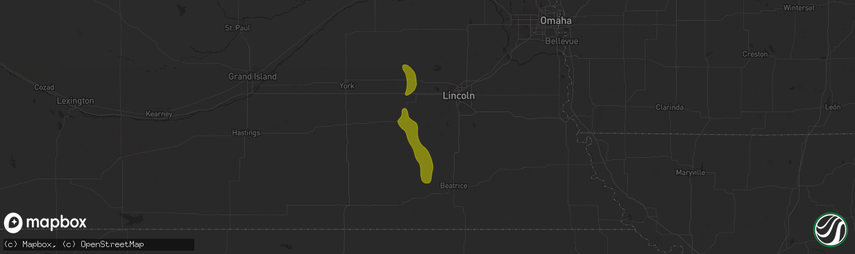 Hail map in Crete, NE on August 22, 2025