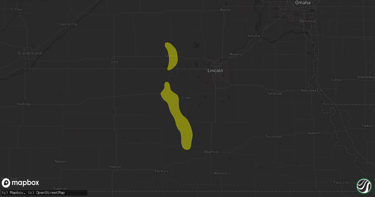 Hail map in Crete, NE on August 22, 2025