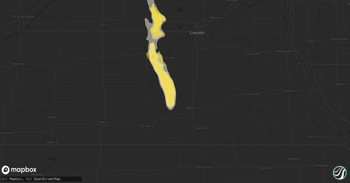 Hail map in De Witt, NE on August 22, 2025