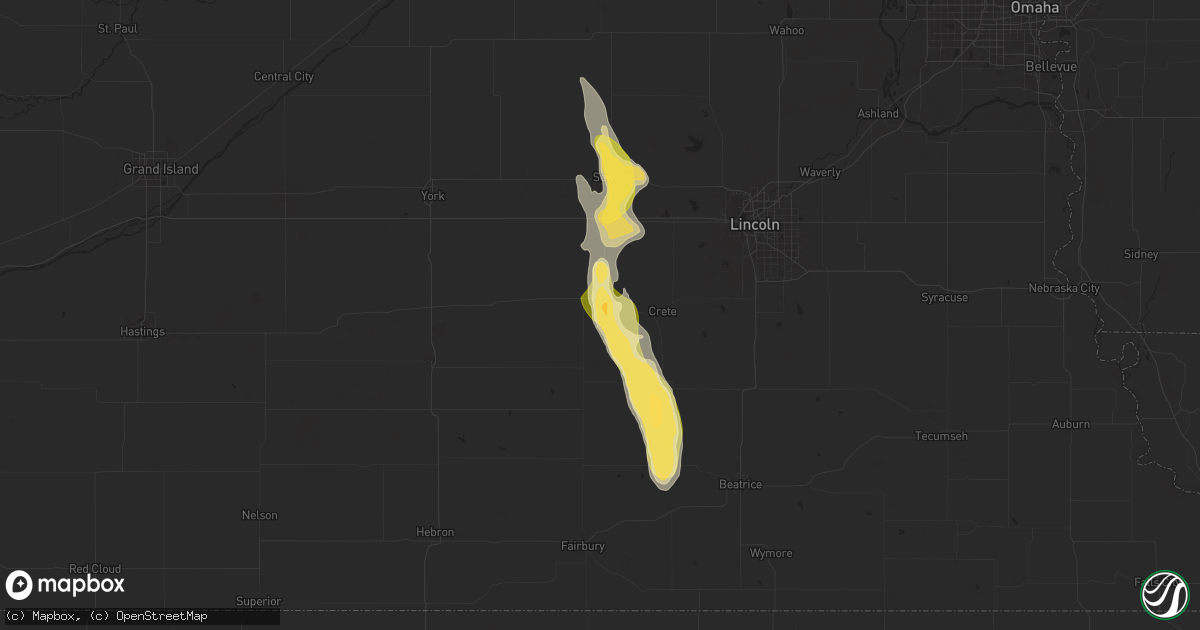 Hail map in Dorchester, NE on August 22, 2025