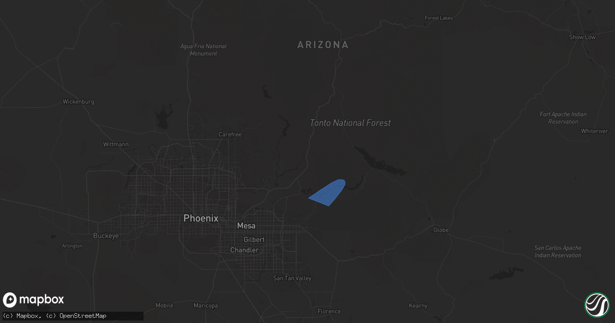 Hail map in Fort Mcdowell, AZ on August 22, 2025
