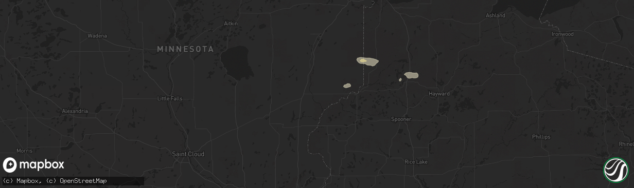 Hail map in Hinckley, MN on August 22, 2025