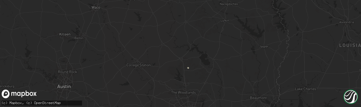Hail map in Huntsville, TX on August 22, 2025
