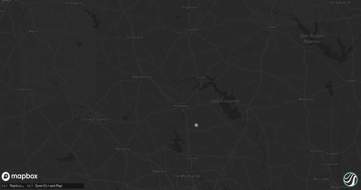 Hail map in Huntsville, TX on August 22, 2025