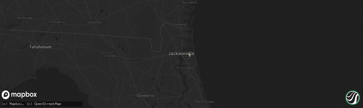 Hail map in Jacksonville, FL on August 22, 2025