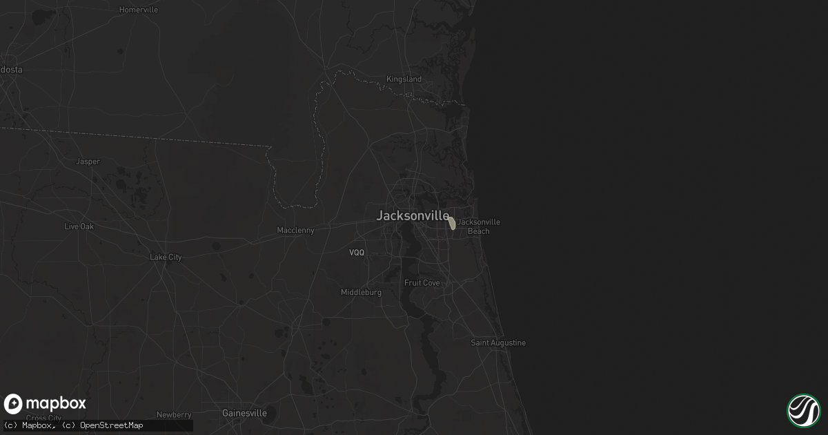 Hail map in Jacksonville, FL on August 22, 2025