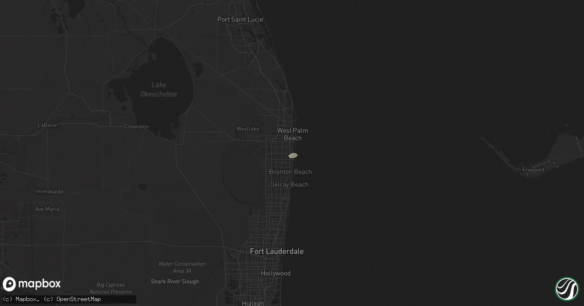 Hail map in Lake Worth Beach, FL on August 22, 2025