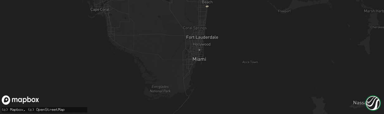 Hail map in Miami, FL on August 22, 2025