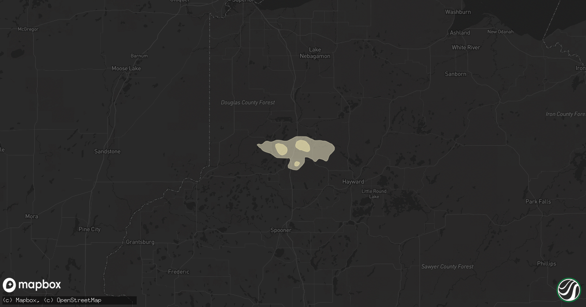 Hail map in Minong, WI on August 22, 2025