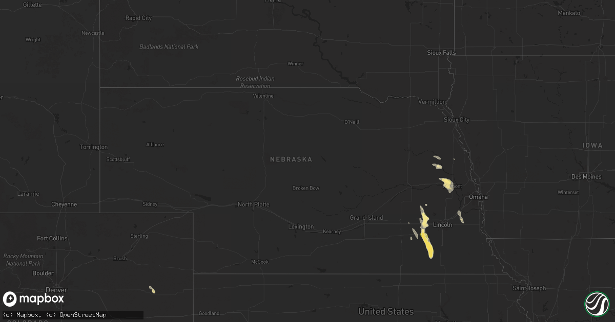 Hail map in Nebraska on August 22, 2025