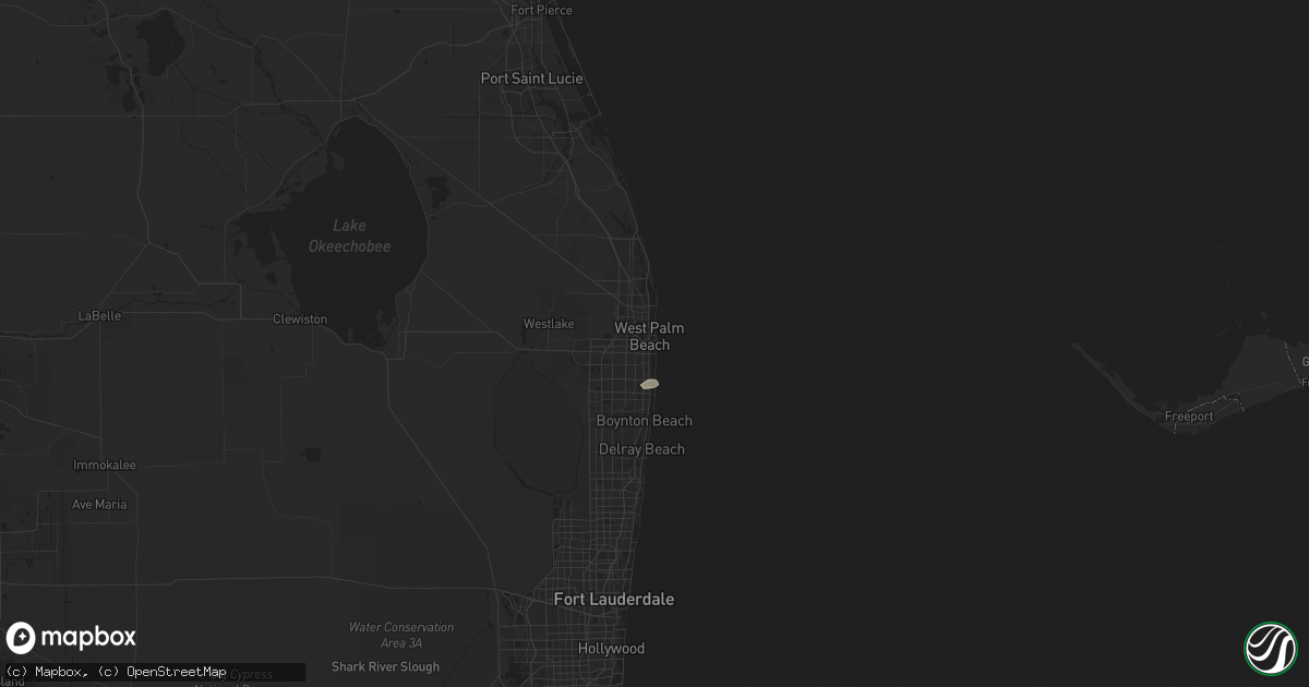 Hail map in Palm Beach, FL on August 22, 2025