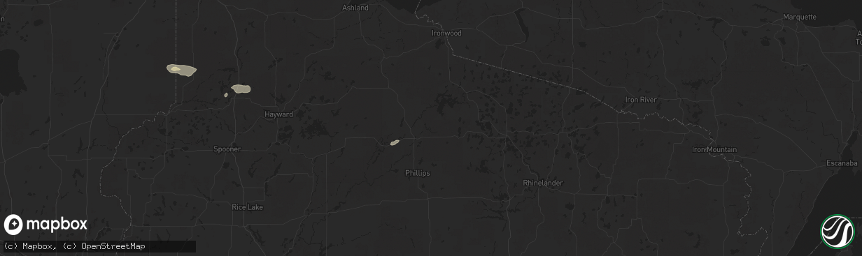 Hail map in Park Falls, WI on August 22, 2025