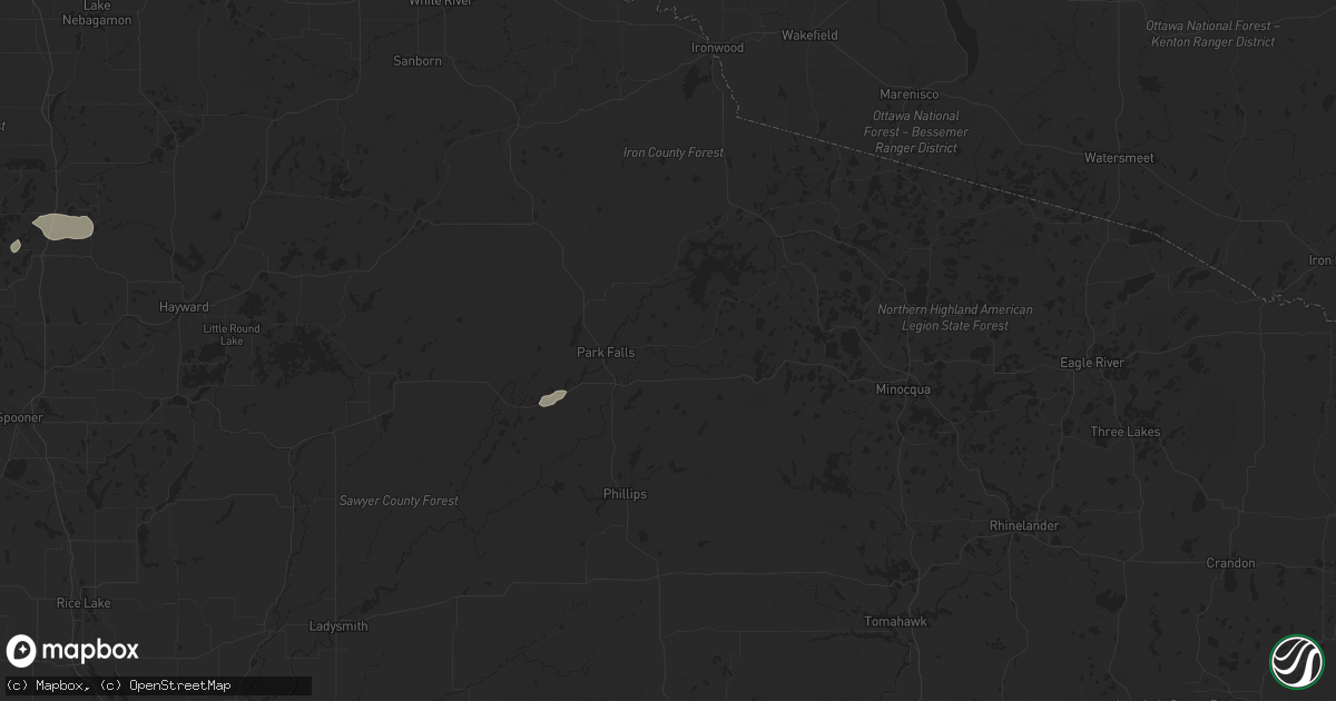 Hail map in Park Falls, WI on August 22, 2025