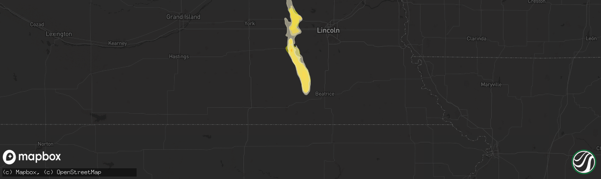 Hail map in Plymouth, NE on August 22, 2025