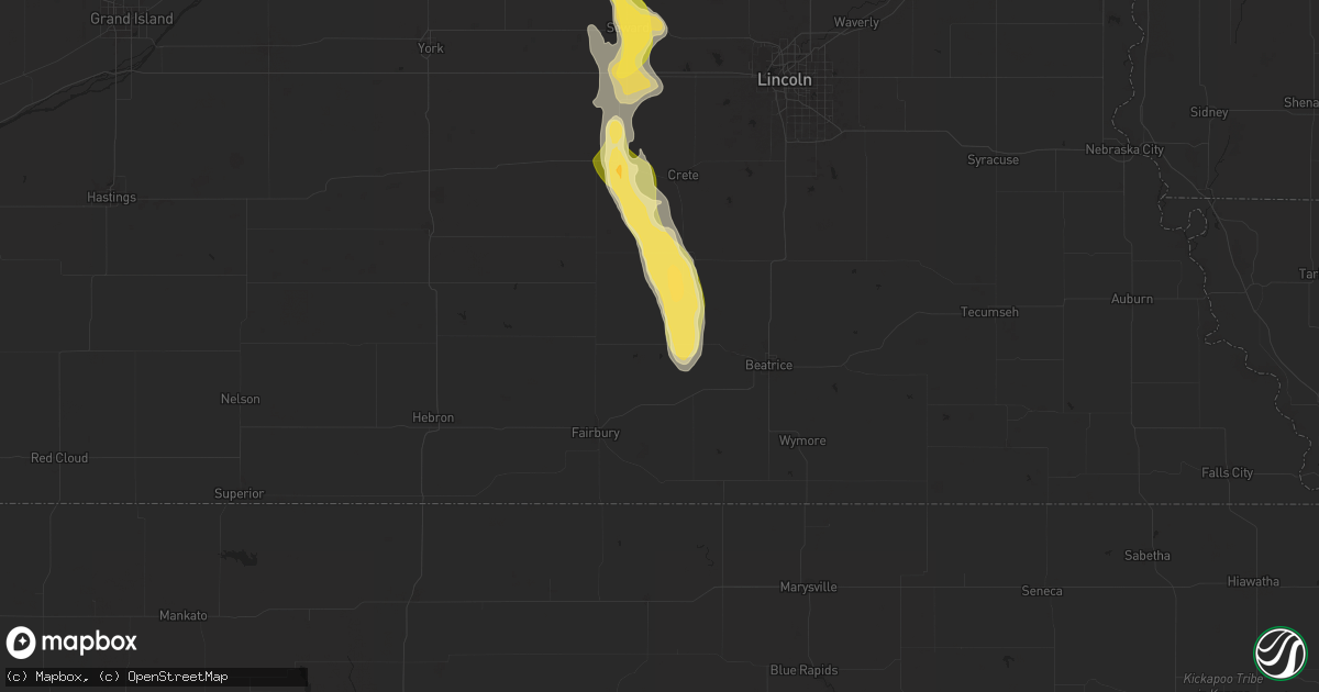 Hail map in Plymouth, NE on August 22, 2025