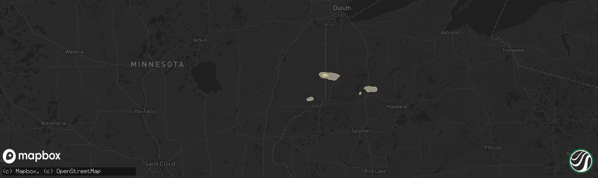 Hail map in Sandstone, MN on August 22, 2025