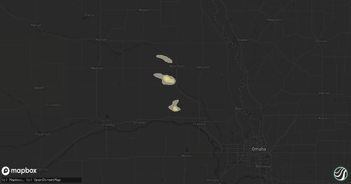 Hail map in Scribner, NE on August 22, 2025