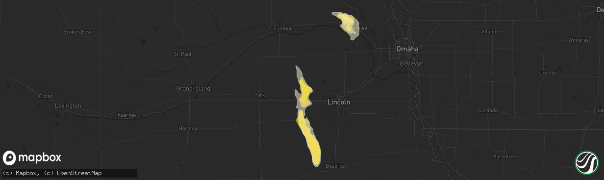 Hail map in Seward, NE on August 22, 2025