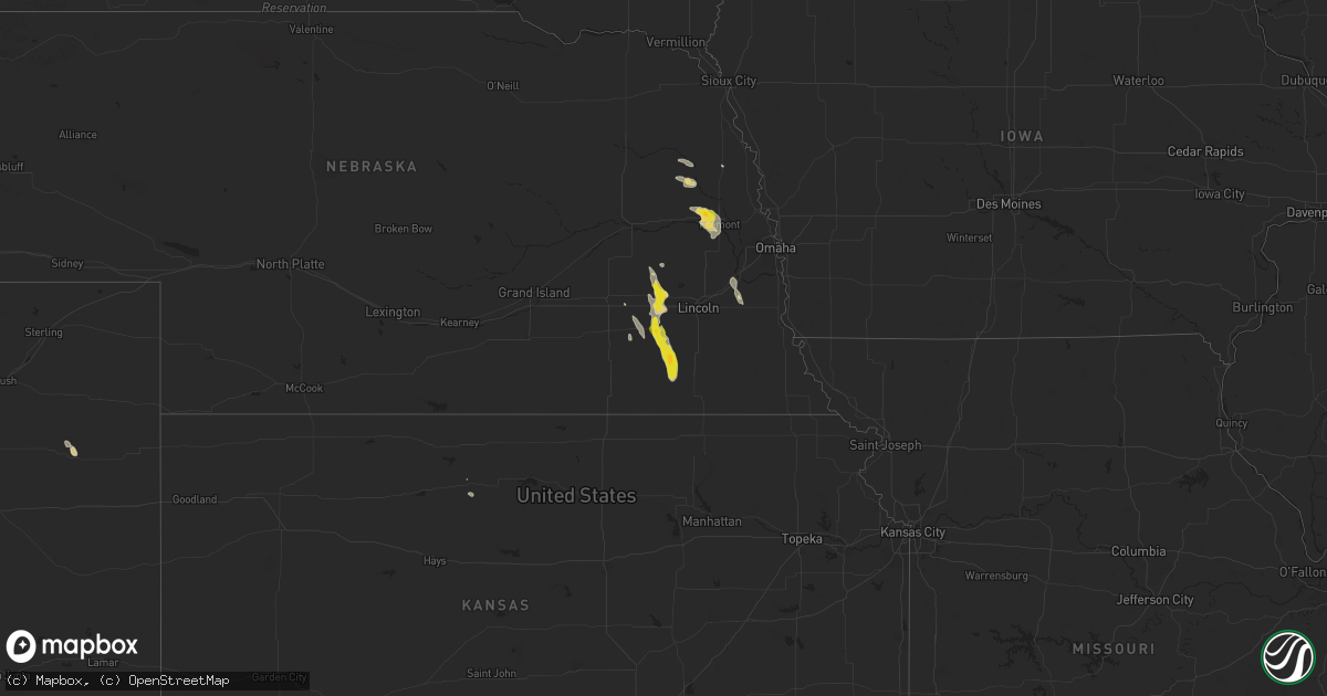 Hail map on August 22, 2025