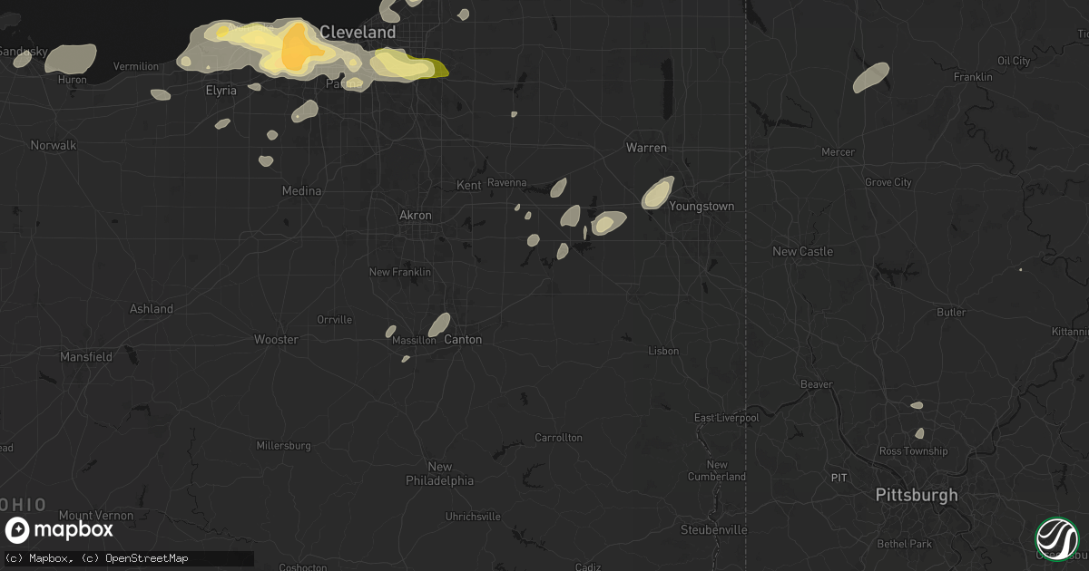 Hail map in Alliance, OH on August 22, 2026
