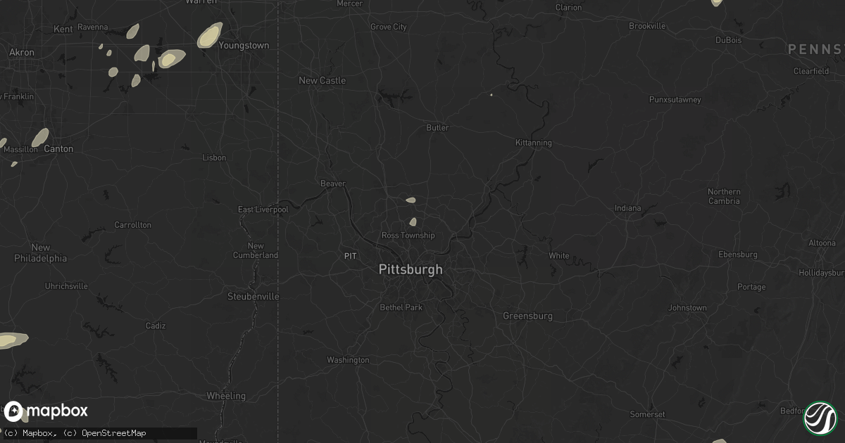 Hail map in Allison Park, PA on August 22, 2026