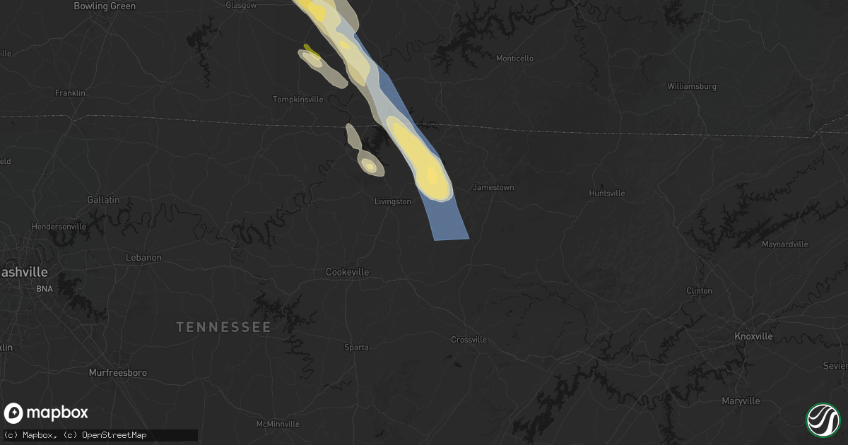 Hail map in Allred, TN on August 22, 2026
