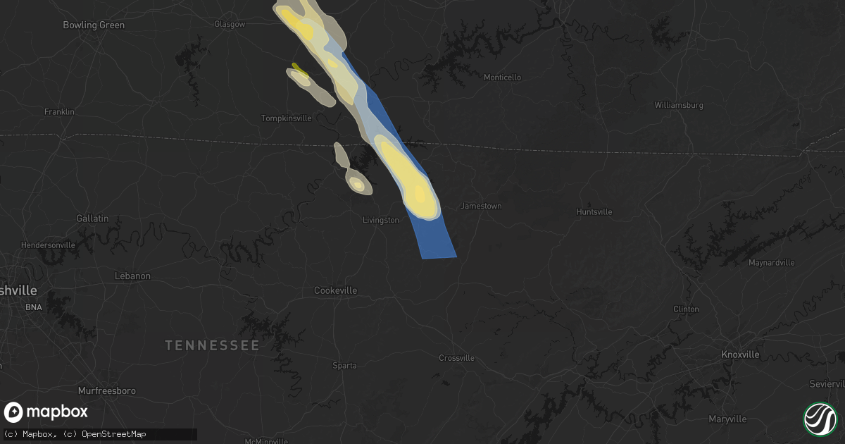 Hail map in Alpine, TN on August 22, 2026
