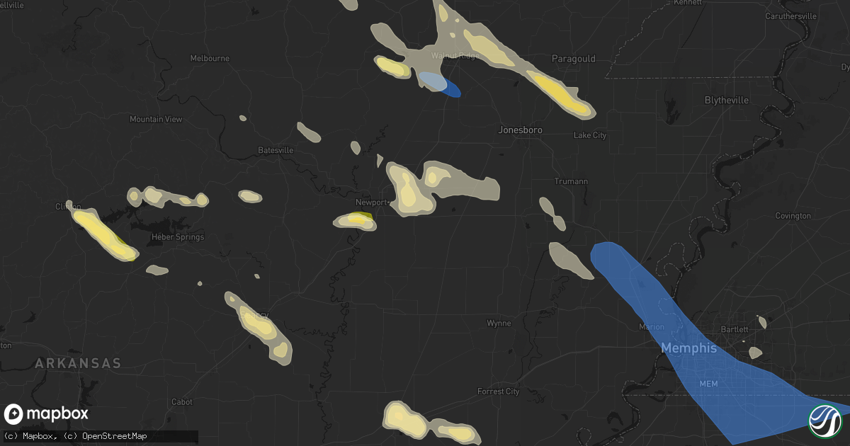 Hail map in Amagon, AR on August 22, 2026
