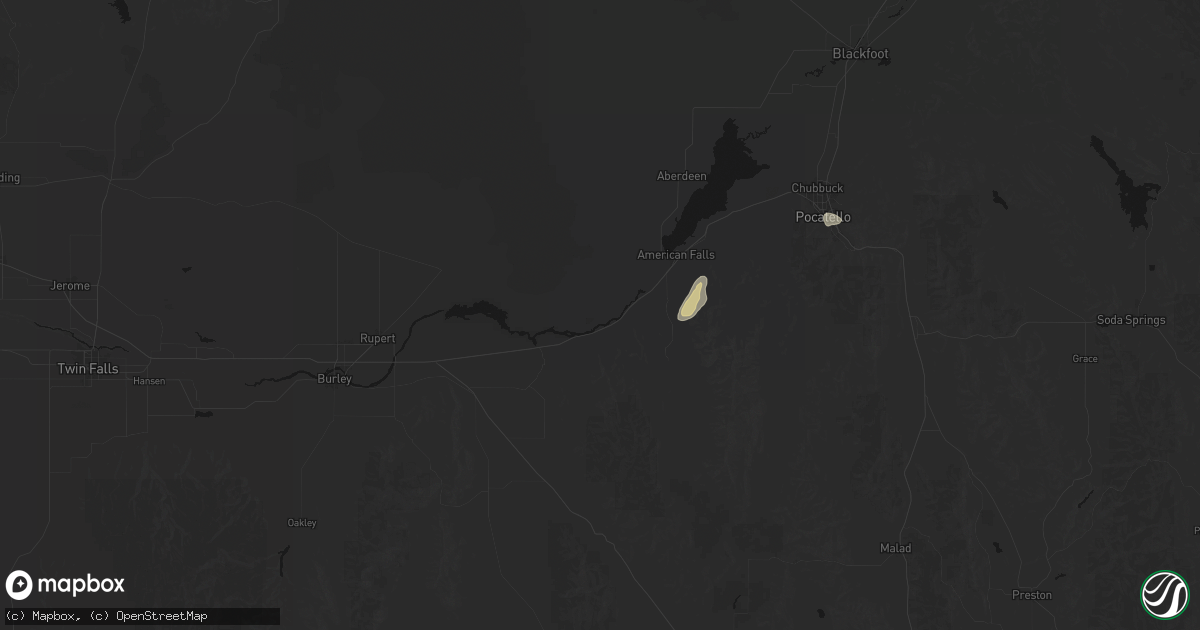 Hail map in American Falls, ID on August 22, 2026