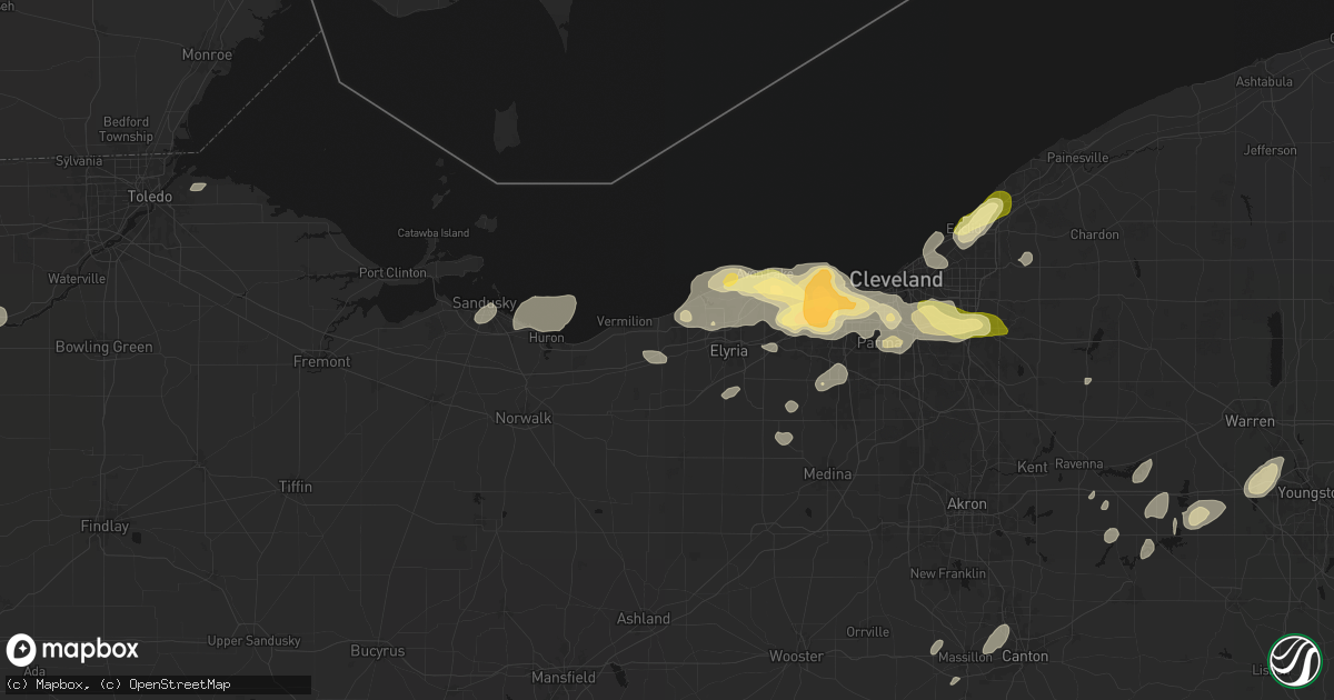 Hail map in Amherst, OH on August 22, 2026