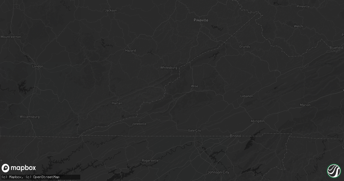 Hail map in Appalachia, VA on August 22, 2026