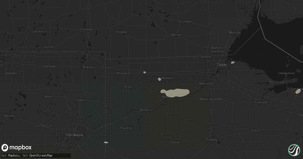 Hail map in Archbold, OH on August 22, 2026