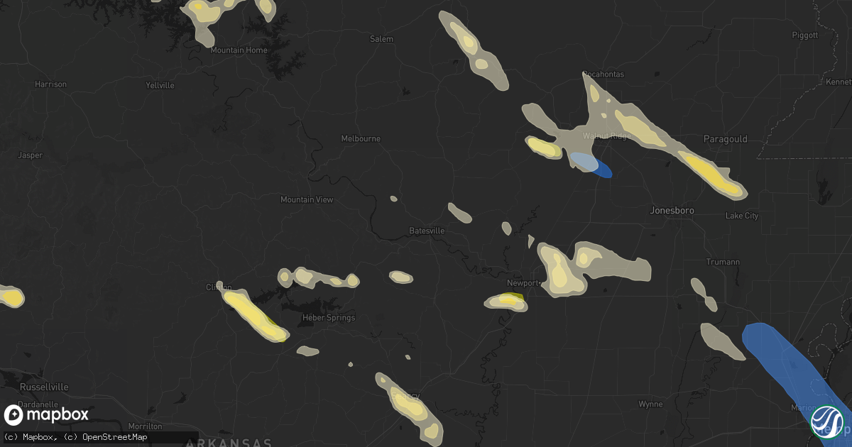 Hail map in Batesville, AR on August 22, 2026