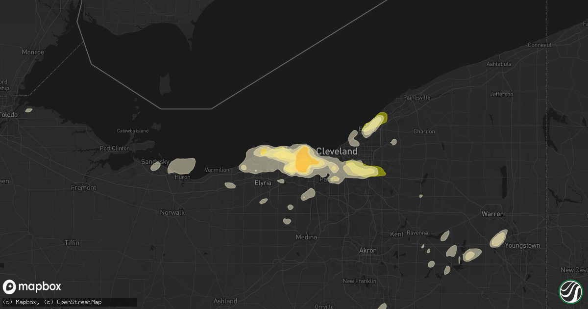 Hail map in Bay Village, OH on August 22, 2026