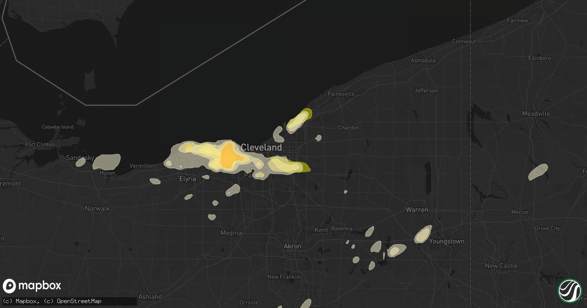 Hail map in Beachwood, OH on August 22, 2026