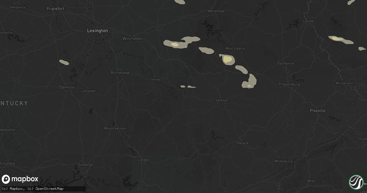 Hail map in Beattyville, KY on August 22, 2026