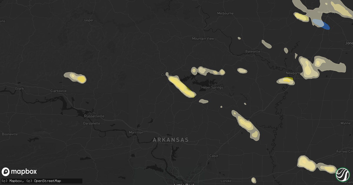 Hail map in Bee Branch, AR on August 22, 2026