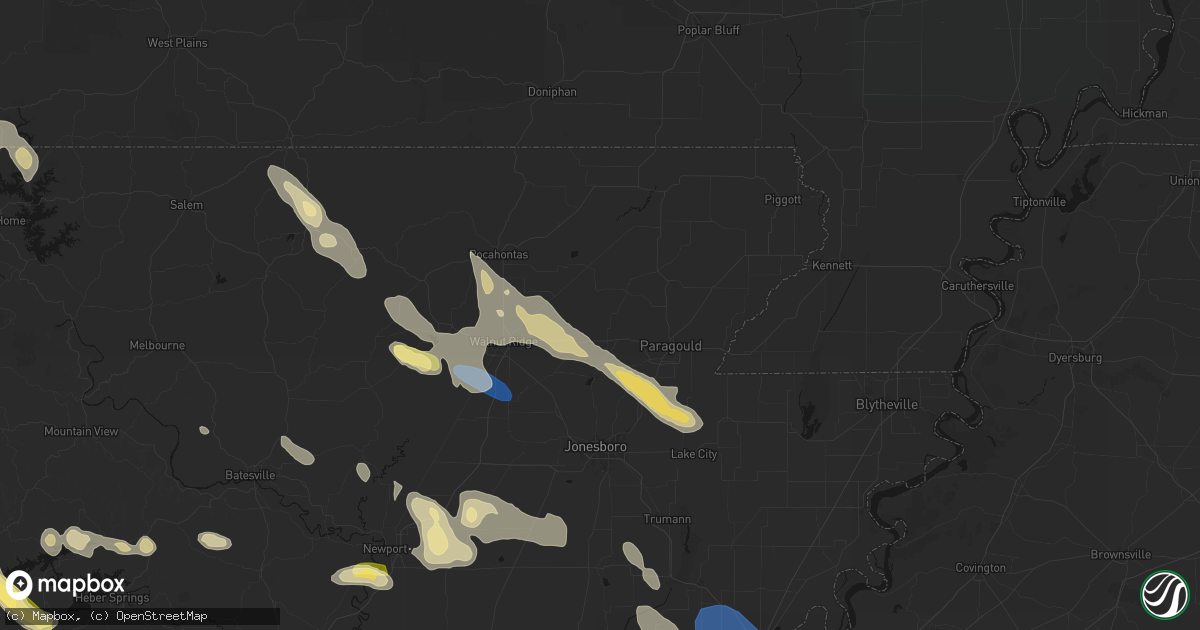Hail map in Beech Grove, AR on August 22, 2026