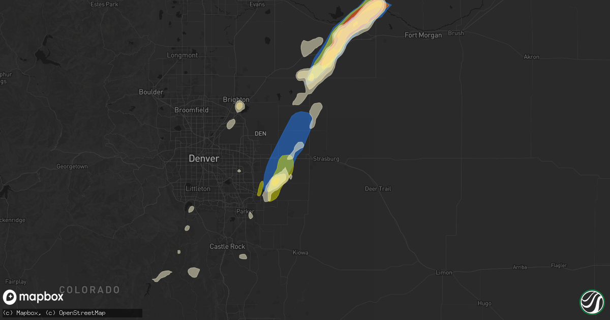 Hail map in Bennett, CO on August 22, 2026