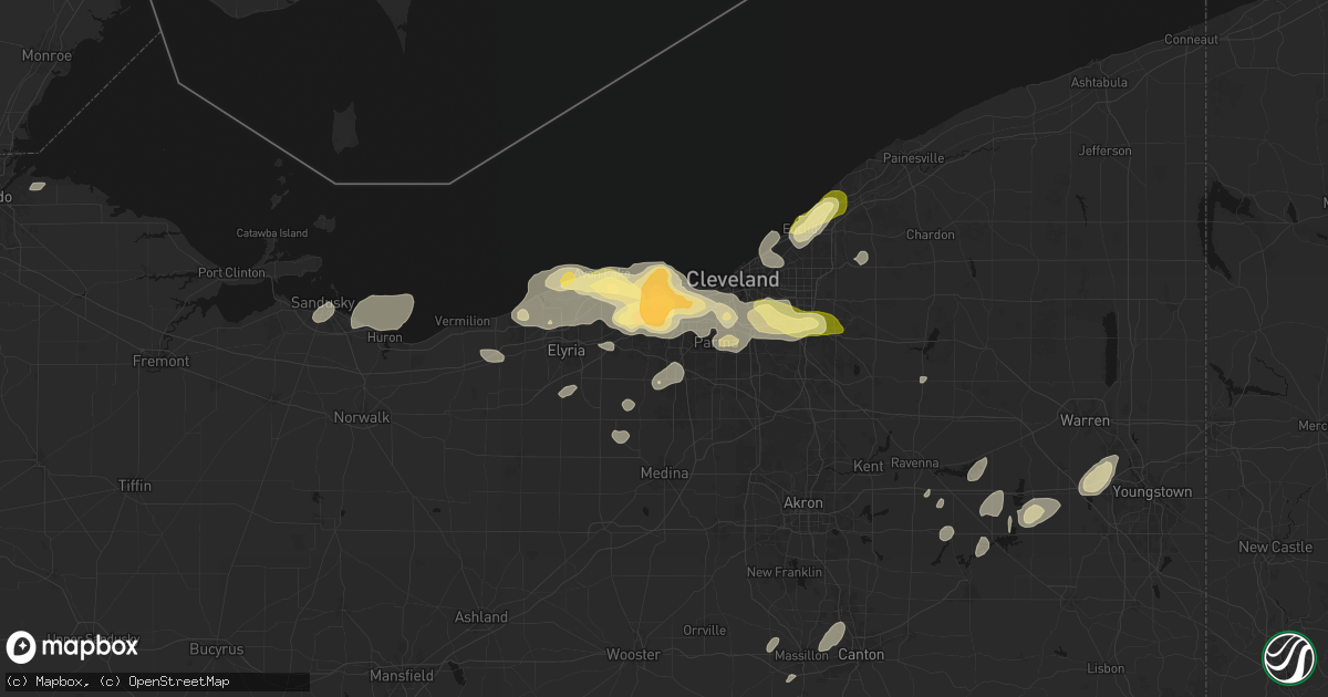 Hail map in Berea, OH on August 22, 2026
