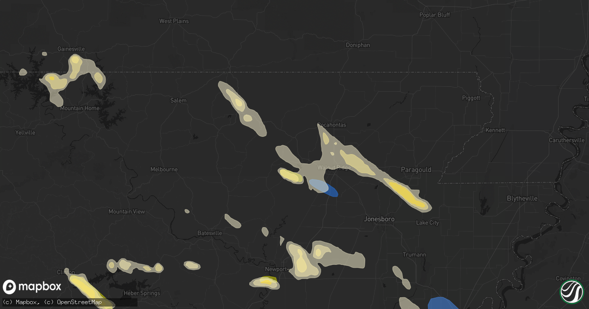 Hail map in Black Rock, AR on August 22, 2026