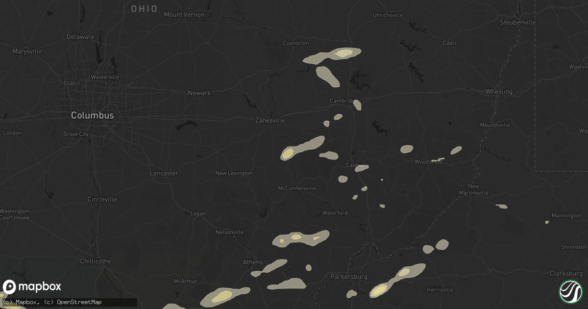 Hail map in Blue Rock, OH on August 22, 2026