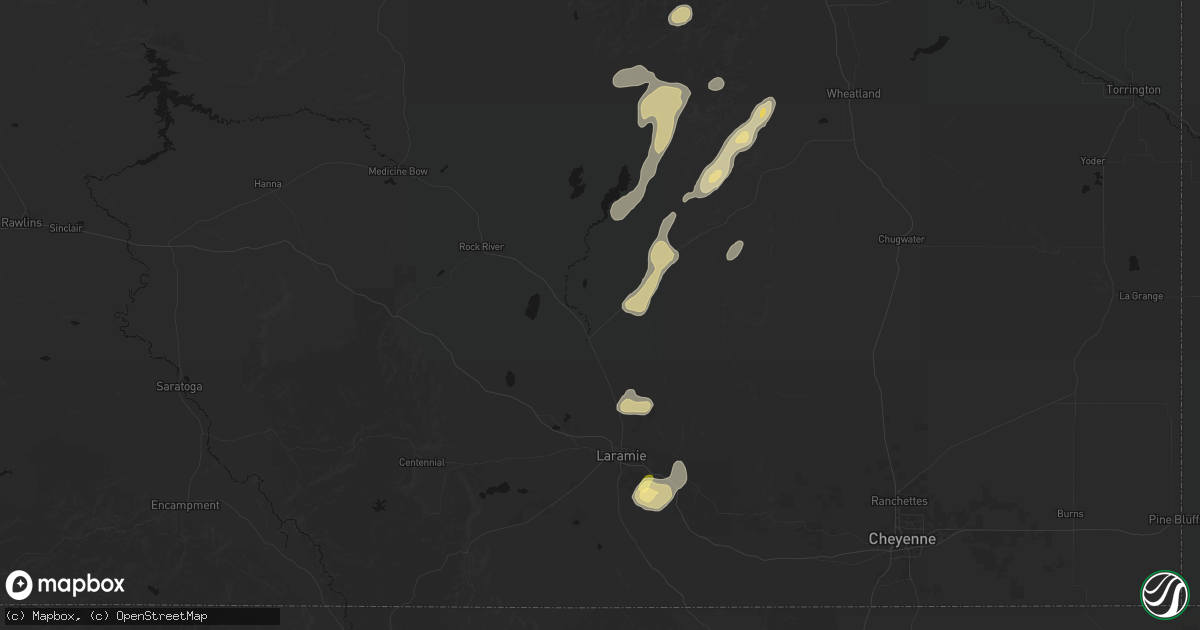 Hail map in Bosler, WY on August 22, 2026